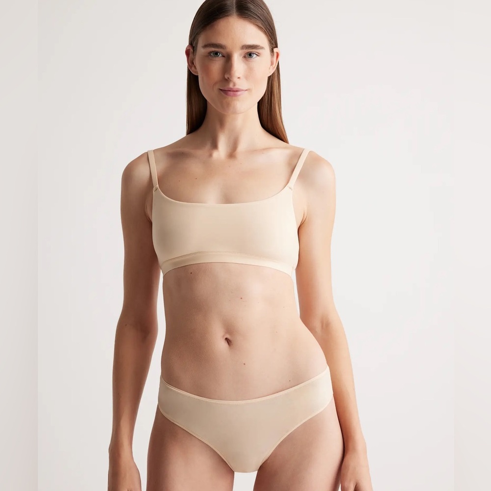 New Quince Beige Light Nude Second Skin Scoop Neck Bralette (2-Pack) Sz S - Picture 2 of 7